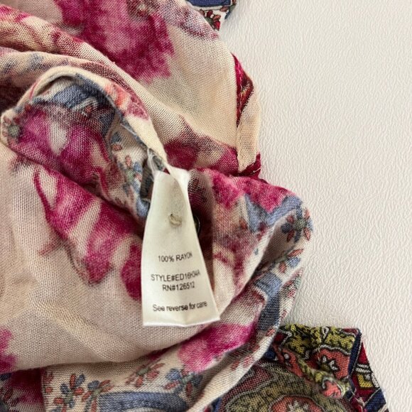 Aratta Silent Journey Womens Tunic Blouse Shirt Top Size Large Pink Floral Boho - Picture 11 of 13